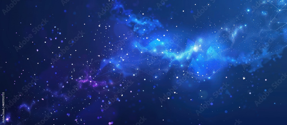 Fototapeta premium Abstract blue and purple galaxy background with glowing stars.