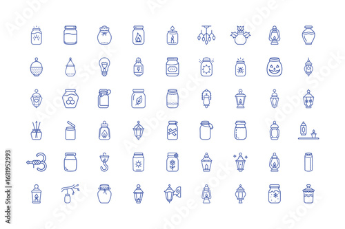 Vector art of collection of handdrawn jar and container icons