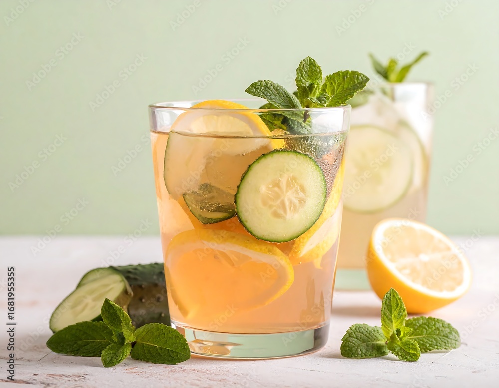 Fototapeta premium Refreshing Cucumber and Lemon Drink