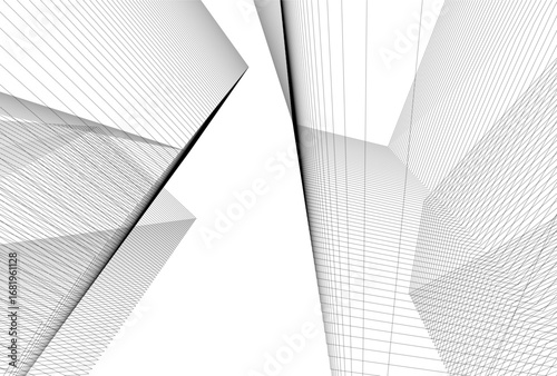 Abstract architectual drawing vector 3d illustration