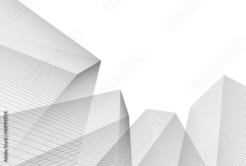 Abstract architectual drawing vector 3d illustration