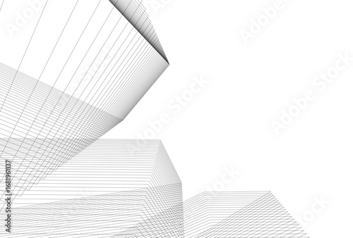 Abstract architectual drawing vector 3d illustration