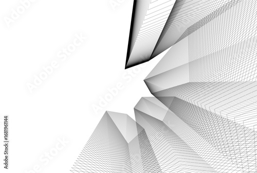 Abstract architectual drawing vector 3d illustration