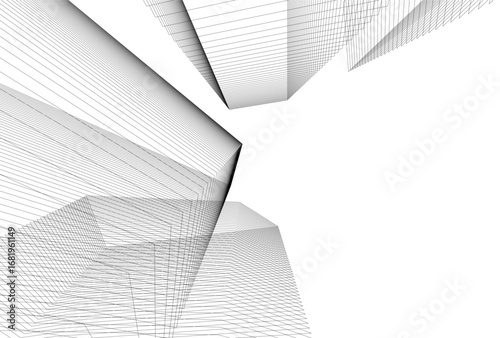 Abstract architectual drawing vector 3d illustration