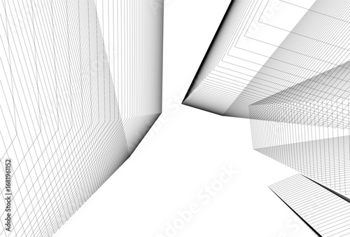 Abstract architectual drawing vector 3d illustration