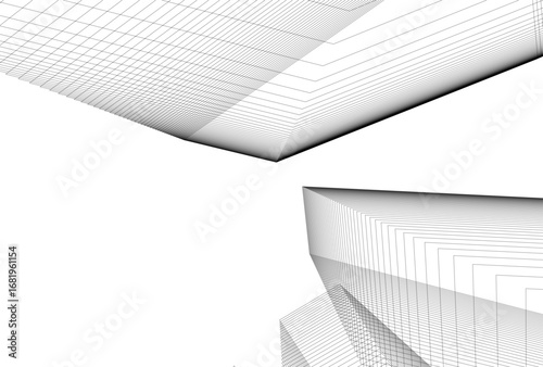 Abstract architectual drawing vector 3d illustration
