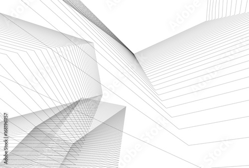 Abstract architectual drawing vector 3d illustration