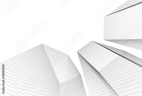 Abstract architectual drawing vector 3d illustration