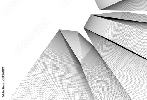Abstract architectual drawing vector 3d illustration