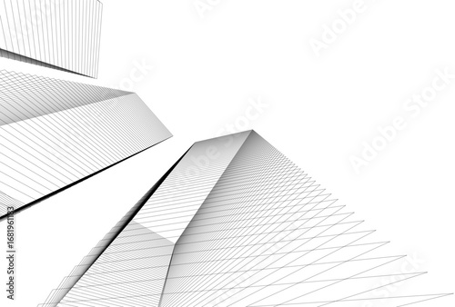 Abstract architectual drawing vector 3d illustration