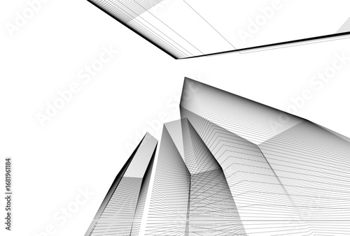 Abstract architectual drawing vector 3d illustration