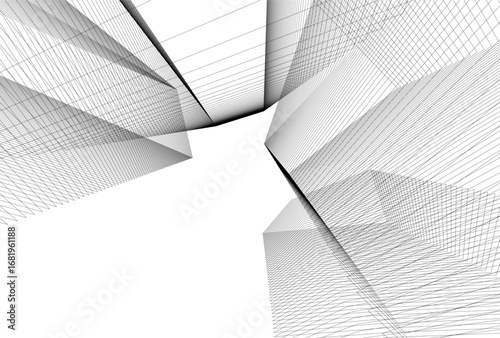 Abstract architectual drawing vector 3d illustration