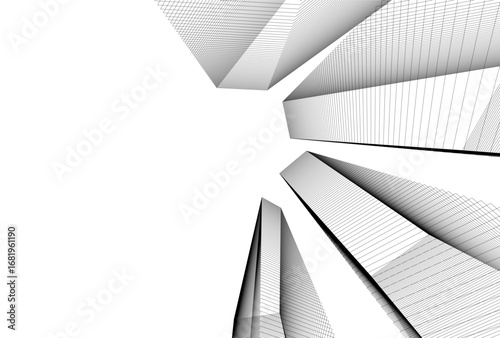 Abstract architectual drawing vector 3d illustration
