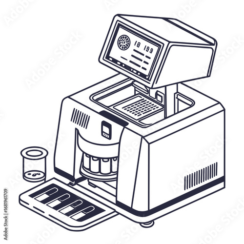 Creative PCR Machine Vector Illustration | Clean and Modern Design for Genetic Testing, Molecular Biology, and Medical Laboratory Projects	