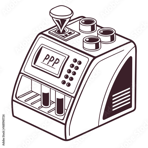 Creative PCR Machine Vector Illustration | Clean and Modern Design for Genetic Testing, Molecular Biology, and Medical Laboratory Projects	