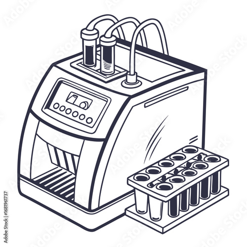 Creative PCR Machine Vector Illustration | Clean and Modern Design for Genetic Testing, Molecular Biology, and Medical Laboratory Projects	