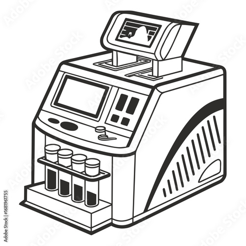 Creative PCR Machine Vector Illustration | Clean and Modern Design for Genetic Testing, Molecular Biology, and Medical Laboratory Projects	