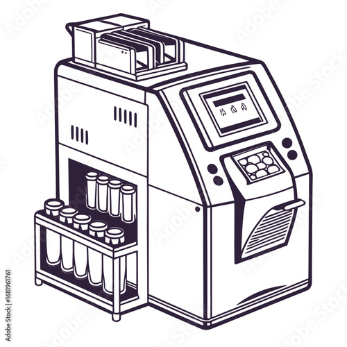Creative PCR Machine Vector Illustration | Clean and Modern Design for Genetic Testing, Molecular Biology, and Medical Laboratory Projects	