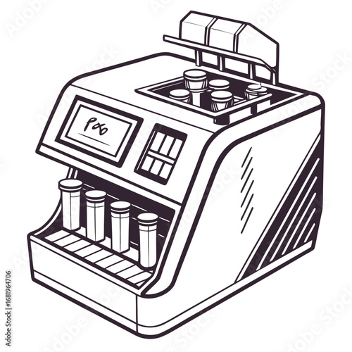 Creative PCR Machine Vector Illustration | Clean and Modern Design for Genetic Testing, Molecular Biology, and Medical Laboratory Projects	