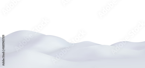 3D elevated snowy landscape with hills and slopes isolated on white background for festive banner design