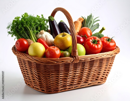 canasta con frutas y verduras frescas de la huerta