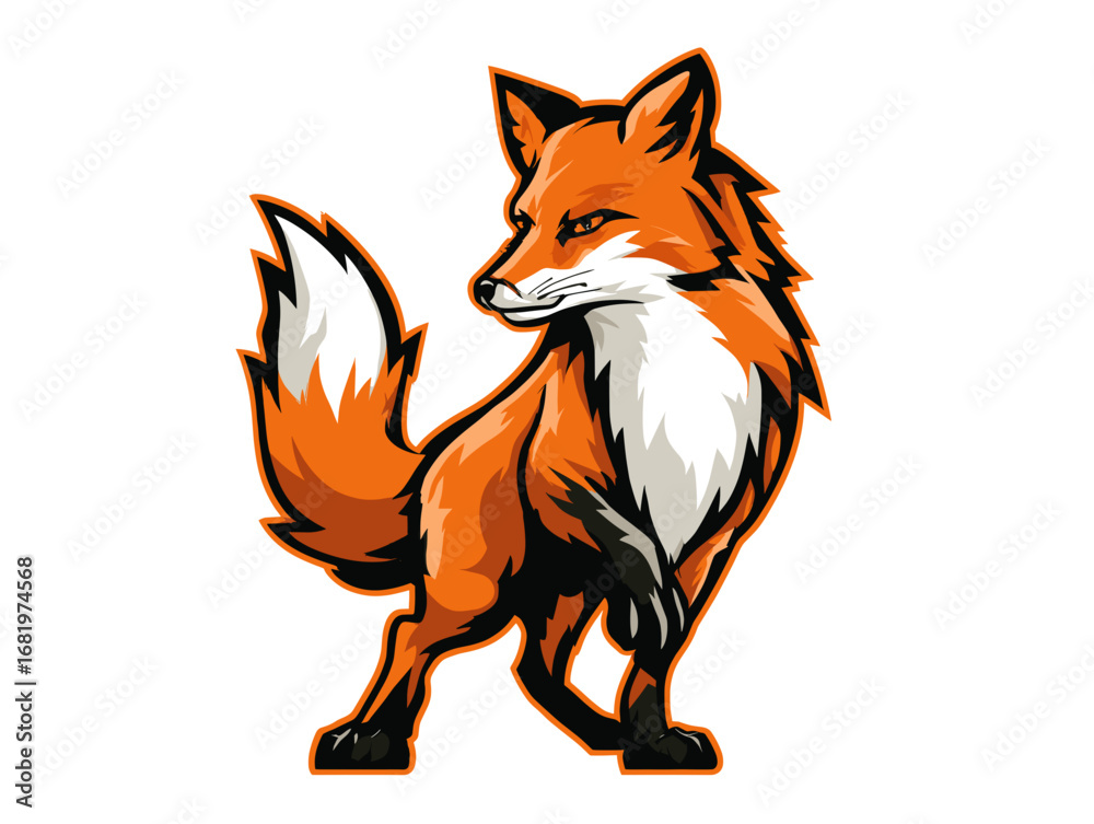 Fototapeta premium Fox character illustration with vibrant colors