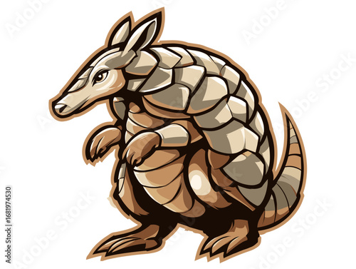 Cartoon character of a pangolin with unique design