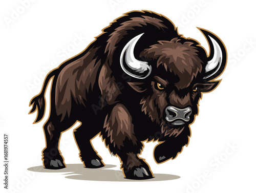 Buffalo in a dynamic and powerful pose
