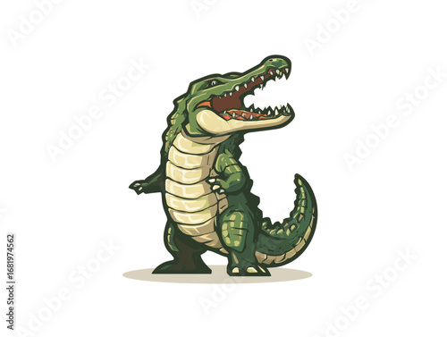 Colorful crocodile character with a playful stance