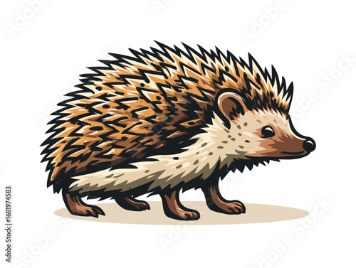 Cute hedgehog walking in a playful pose