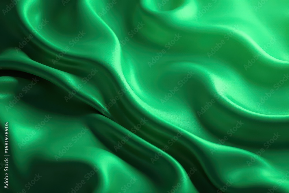 Obraz premium Fluid liquid-like drapes, deep emerald hues, luxurious sheen, cloth, emerald, drape