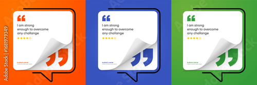 3D bubble testimonial banner, quote, infographic. Social media post template designs for quotes. Empty speech bubbles, quote bubbles and text box. Vector Illustration EPS10.