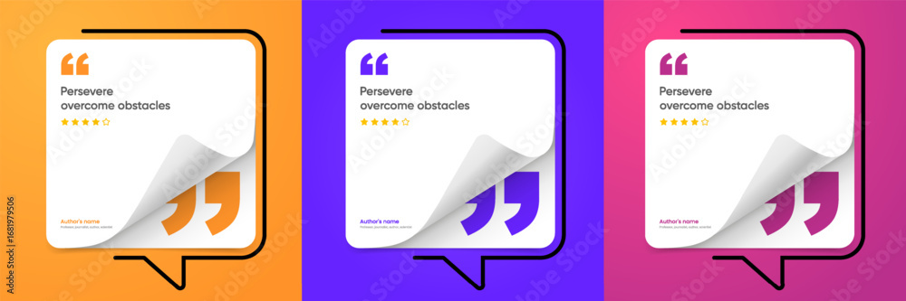 Fototapeta premium 3D bubble testimonial banner, quote, infographic. Social media post template designs for quotes. Empty speech bubbles, quote bubbles and text box. Vector Illustration EPS10.