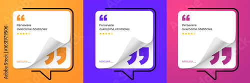 3D bubble testimonial banner, quote, infographic. Social media post template designs for quotes. Empty speech bubbles, quote bubbles and text box. Vector Illustration EPS10.