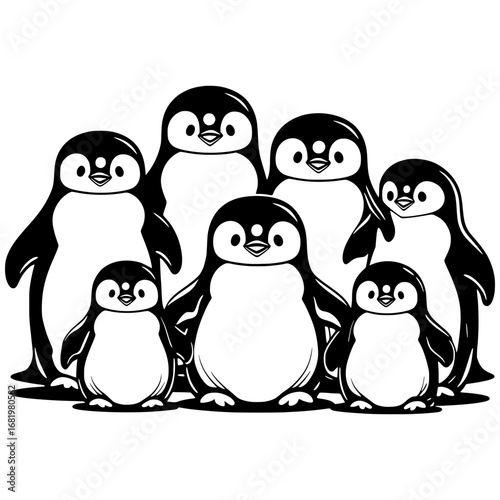 Coloring Page Of Penguin Vector Illustration