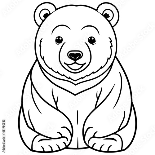 Coloring Page Of Polar Bear Vector Illustration