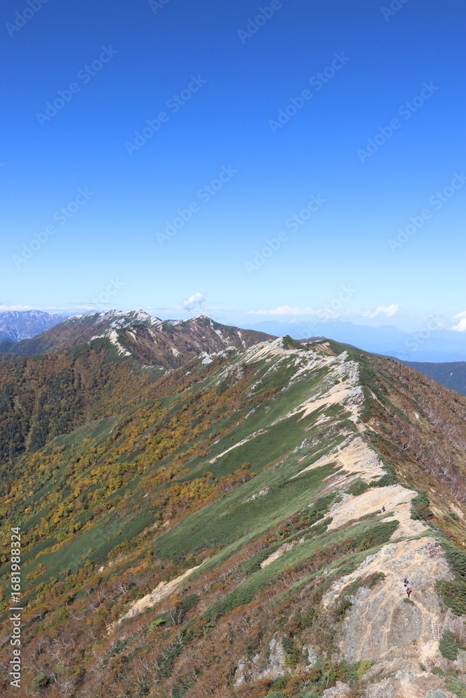 Fototapeta premium 大天井からみる燕岳方面、夕日、百名山、長野
