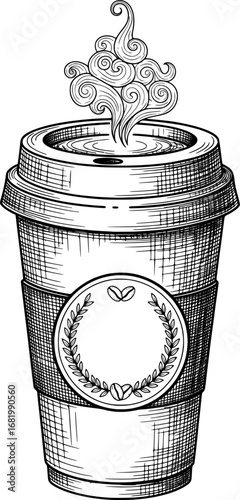 Coffee To-Go Cup Icon with Hand-Drawn Style