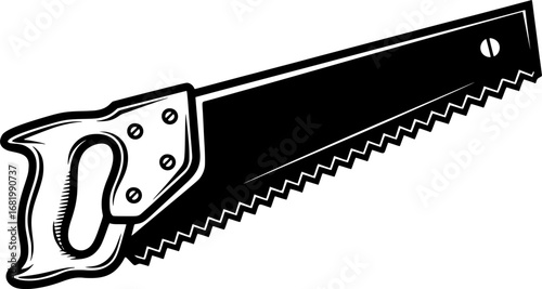 Saw Silhouette Tool Icon with Hand-Drawn Style
