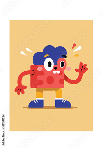 Whimsical cartoon character illustration conveying joyous and playful mood