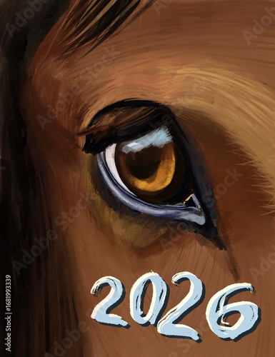 Close-up of a horse's eye. Horse, symbol of 2026