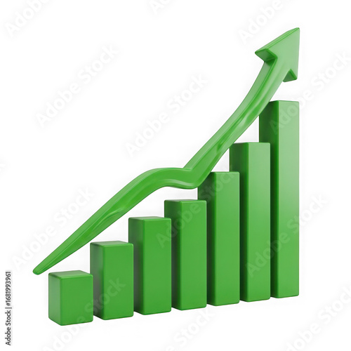 Green 3d bar chart with upward trend arrow isolated on transparent background. Free Download Green 3d bar chart with upward trend arrow isolated on transparent background. - GFXLoad