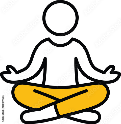 Illustration of a person in lotus position isolated on white background, representing yoga, meditation, relaxation, and spiritual practice for health, wellness, and inner peace