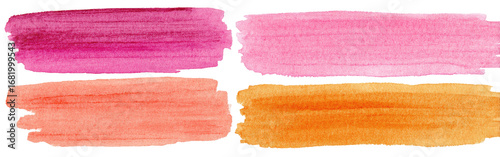 Watercolor color swatches in shades of pink and orange