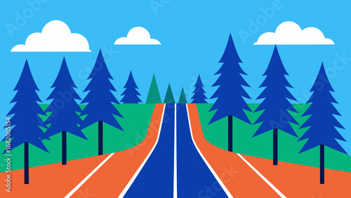 Forest Running Track Amidst Tall Pine Trees Nature Exercise Path Outdoor Training