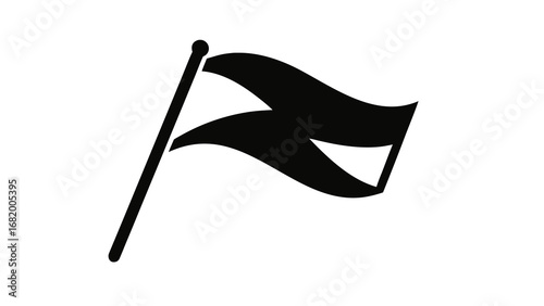 Modern Simple Black Flag Icon Symbolizing Racing Penalty or Warning