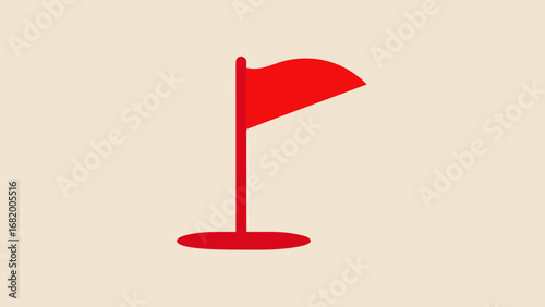 Clean Minimalist Flat Icon Depicting a Red Golf Flag for Games