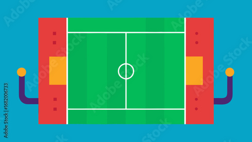 Field Hockey Pitch Vector Design with Goals for Professional Games