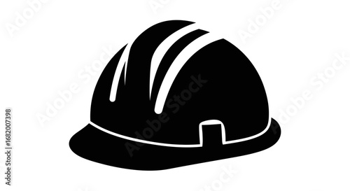 Construction Safety Helmet Icon – Hard Hat Silhouette Symbol