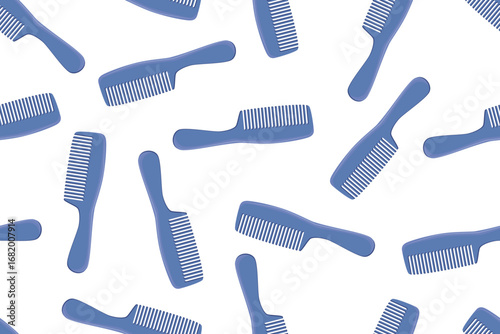 Hairbrushes seamless vector pattern illustration. Fashion and beauty concept. Wide-toothed, Bristle, Paddle Hair Brush